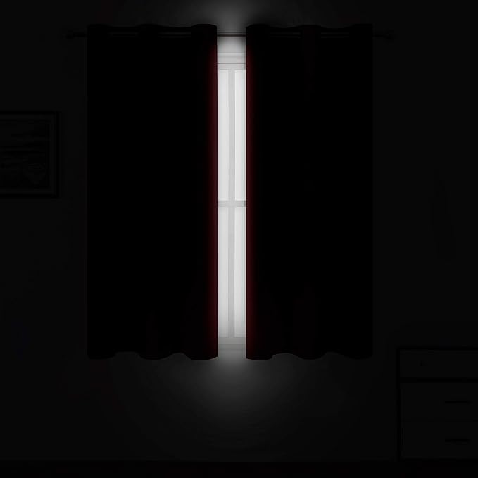 LEMOMO Red Thermal Blackout Curtains/42 x 72 Inch/Set of 2 Panels Room Darkening Curtains for Bedroom