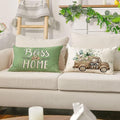 Bless Our Home Farmhouse Eucalyptus Leaves Throw – Green, 12x20in