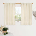 LAMIT 48 Inch Short Window Linen Curtains, Light Beige Soft Thick Light Filtering Panels Rod Pocket Neutral Privacy Faux Linen Drapes for Bedroom/Bathroom/Loft Room, 2 Panels, 42 x 48 Inch