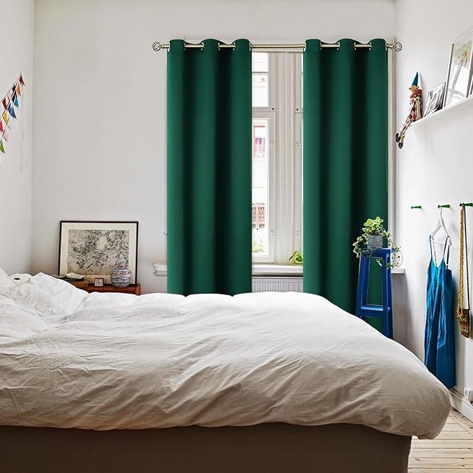 BGment Blackout Curtains for Bedroom - Grommet Thermal Insulated Room Darkening Drapes for Living Room, Set of 2 Panels (38 x 84 Inch, Emerald Green)