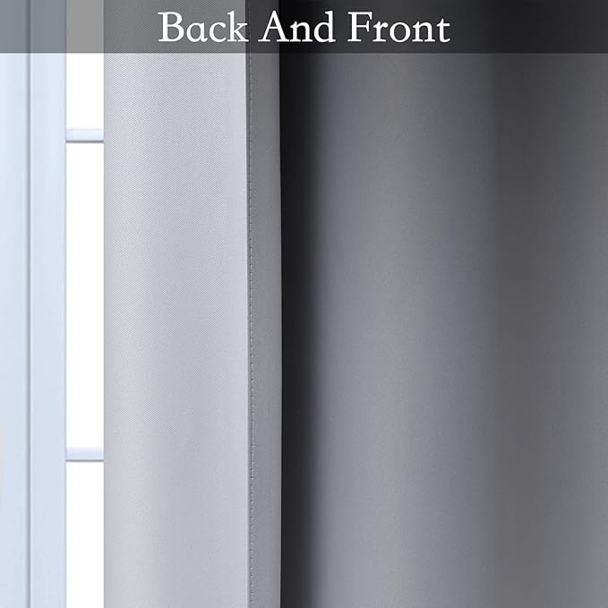 SimpleHome Ombre Room Darkening Curtains for Living Room, Light Blocking Gradient Black to Grey White Thick Thermal Insulated Grommet Window Curtains/Drapes for Bedroom, 2 Panels, 42x84 inches Length