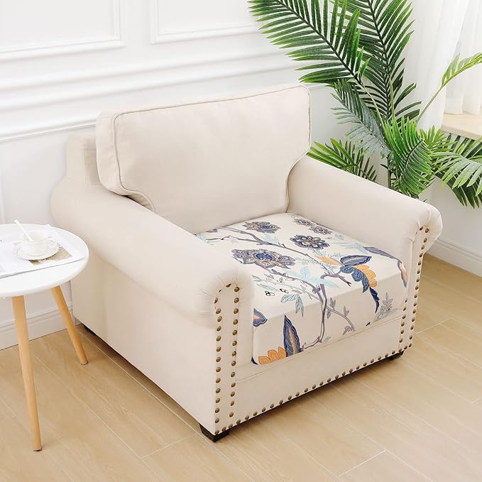 hyha Printed Couch Cushion Covers, Floral Sofa Covers Washable for Cushion Couch, Stretch Pattern Outdoor Cushion Covers for Patio Furniture with Elastic Bottom(Small, Vintage Flower)