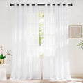 NICETOWN Sheer White Sliding Door Curtains for Bedroom, Grommet Elegant Soft Voile Sheer Textured Airy & Breathable Window Treatments for Patio Door/French Door, W66 x L96, 2 Panels