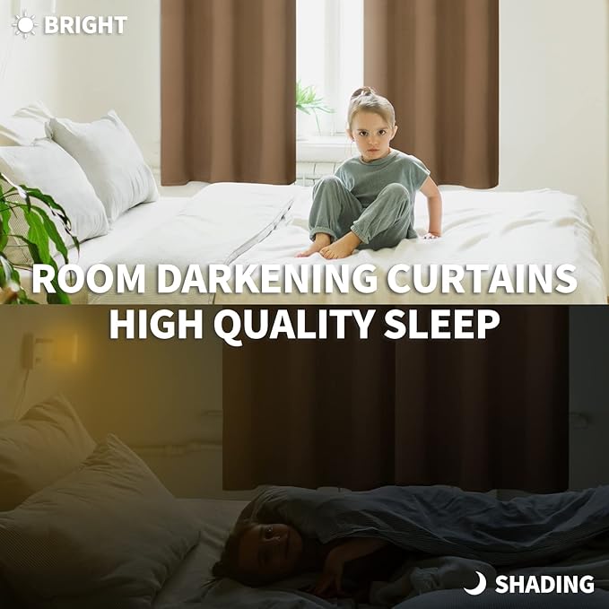 BGment Blackout Curtains for Living Room - Grommet Thermal Insulated Room Darkening Curtains for Bedroom, 2 Panels of 38 x 45 Inch, Taupe