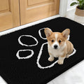 OLANLY Dog Door Mat for Muddy Paws 24x16, Paw Print Design, Absorbs Moisture and Dirt, Absorbent Non-Slip Washable Doormat, Quick Dry Chenille Mud Mat for Dogs, Entry Indoor Entryway Carpet, Black