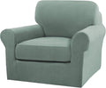 Turquoize 2 Piece Chair Covers Chair Slipcovers for Living Room Armchair Couch Cover Chair Sofa Cover with Individual Cushion Covers Furniture Cover for Chairs Feature Thick Fabric (Chair, Dark Cyan)