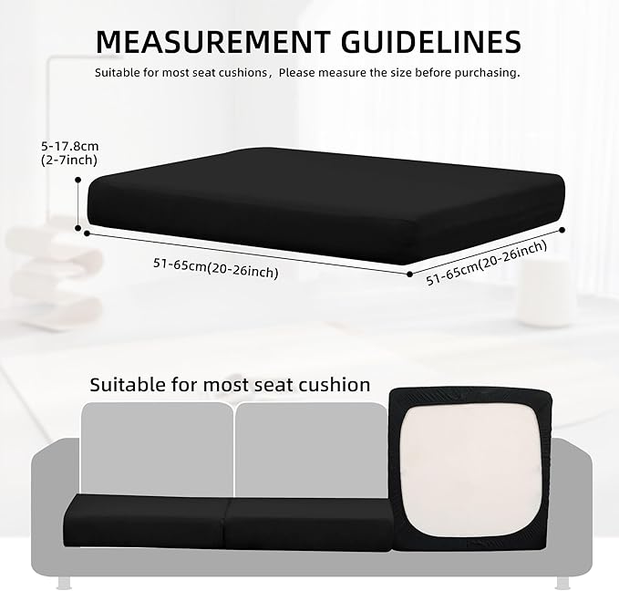 12Pcs Outdoor Cushion Covers, Patio Cushion Covers,Stretch Elastic Slipcovers, Replacement Washable & Reusable Furniture Protector for Patio Couch (Black,Cover Only)