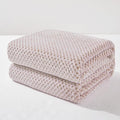 Exclusivo Mezcla Fleece Bed Blanket Queen Size, Super Soft and Warm Blankets for Couch, Sofa and Bed Waffle Textured, Cozy, Fuzzy and Lightweight (Heather Camel, 90x90 Inches)