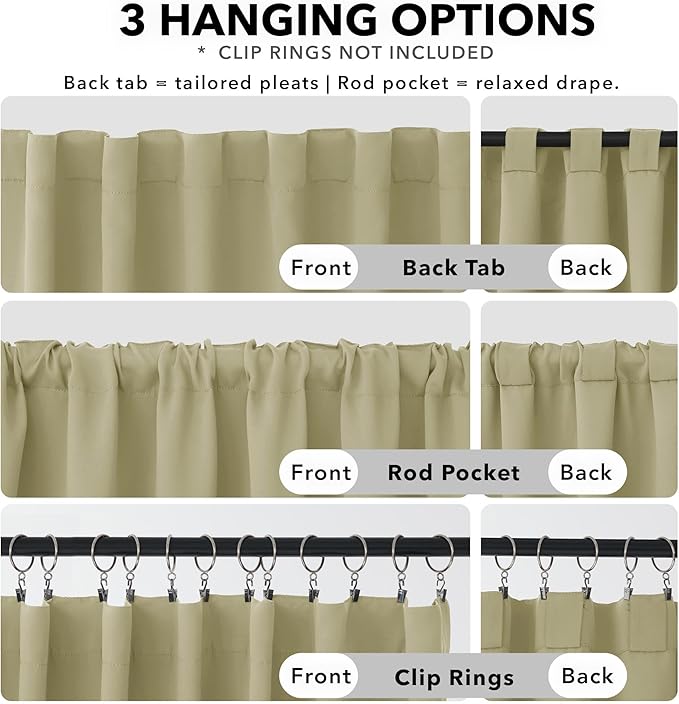 Deconovo Blackout Curtains, Thermal Insulated, W70 x L84 2 Panels, Back Tab, Machine Washable, Room-Darkening Drapes for Bedroom/Living Room Beige