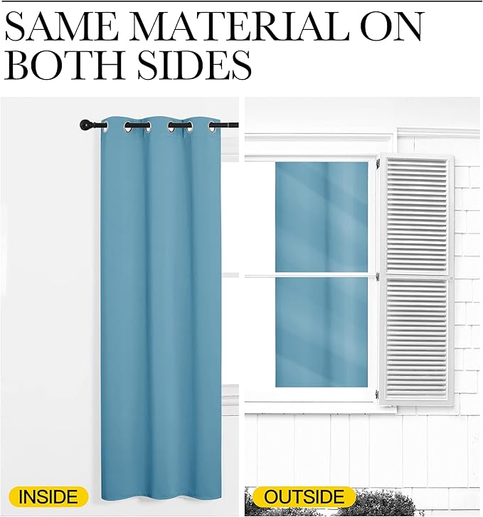NICETOWN Thermal Insulated Curtains Blackout Draperies, Window Treatment Solid Grommet Room Darkening Drape Panels for Bedroom (Teal Blue, Set of 2, 55 by 68 inches Long)