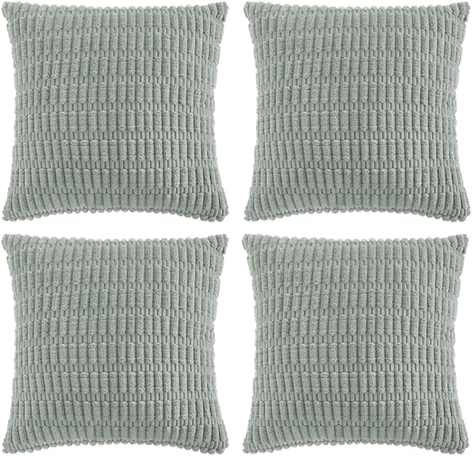 Fancy Homi 4 Packs Decorative Throw Pillow Covers for Living Room Couch Bed, Modern Farmhouse Boho Home Decor, Accent Cushion Case (16 x 16-Inch, Grey Blue)