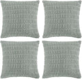 Fancy Homi 4 Packs Grey Blue Euro Decorative Throw Pillow Covers 26x26 Inch for Living Room Couch Bed Sofa, Rustic Famhouse Boho Home Decor, Soft Striped Corduroy Square Cushion Case 66x66 cm
