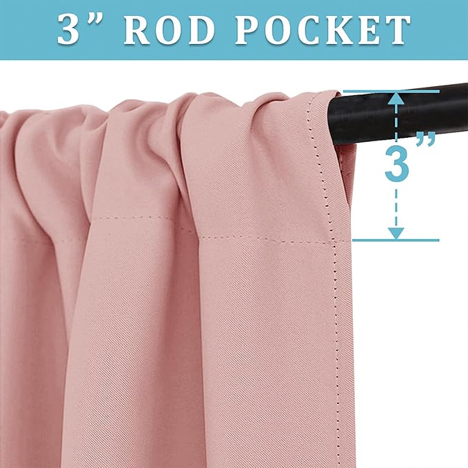 RYB HOME Kitchen Blackout Curtains Over Sink 36 inch Length, Rod Pocket Summer Light UV Blocking Energy Efficient, Cabinet Shelf Cupboard Coverings, Width 29 by Length 36, Peach Blush, 2 Panels
