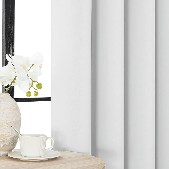 Joydeco 60% Blackout White Curtains 84 Inch Length 2 Panels, Thermal Insulated Long Curtains& Drapes 2 Burg, Room Darkening Grommet Drapes for Bedroom Living Room Window(Greyish White, W52 x L84 Inch)