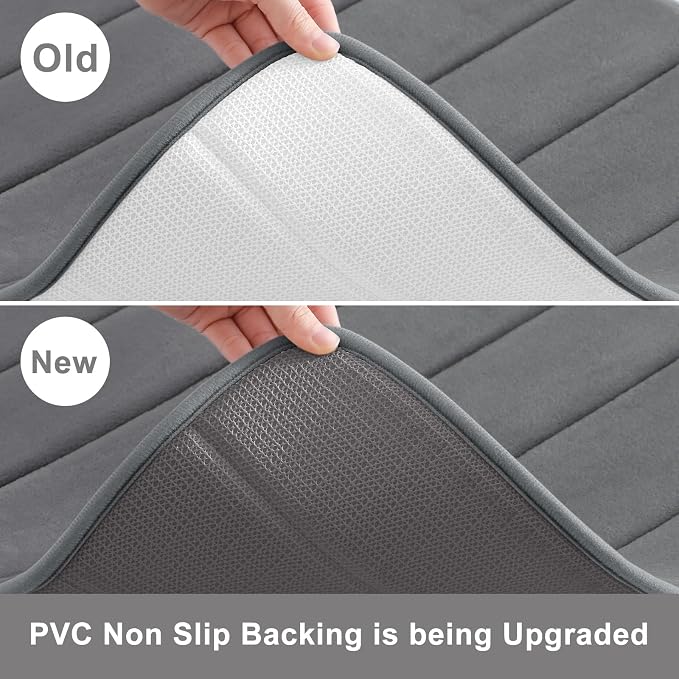 Bath Rugs, 47 x 32 Inch Grey Machine Washable Memory Foam Mat