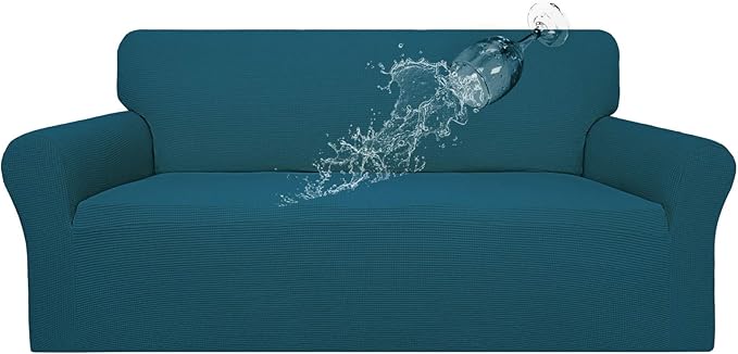 Easy-Going 100% Waterproof Couch Cover, Dual Waterproof Sofa Cover, Stretch Jacquard Sofa Slipcover, Leakproof Furniture Protector for Kids, Pets, Dog and Cat (Sofa, Peacock Blue)