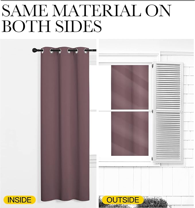 NICETOWN Bedroom Curtain Panels Blackout Draperies, 1 Pair, 34 by 63 inches, Dry Rose, Thermal Insulated Solid Grommet Blackout Curtains/Drapes
