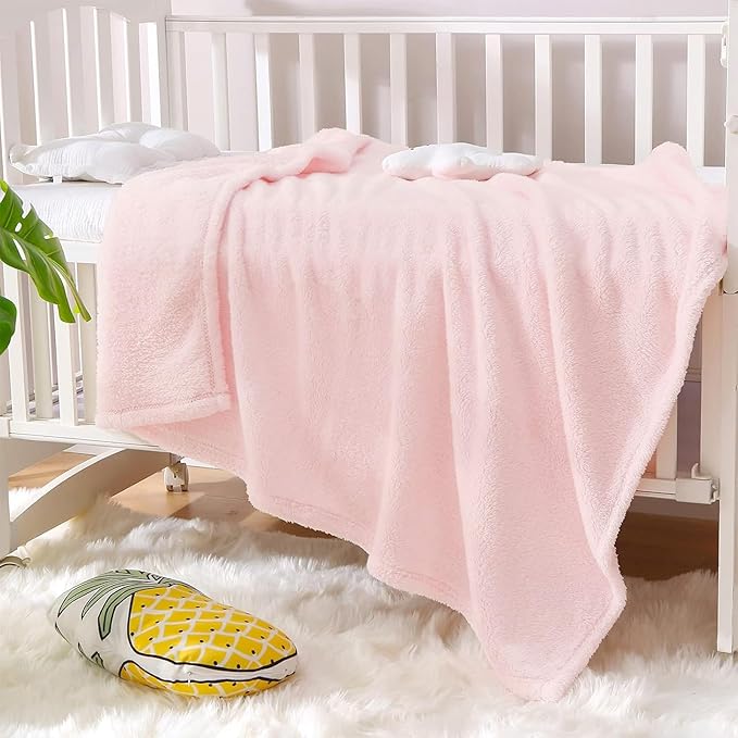Exclusivo Mezcla Plush Fuzzy Fleece Throw Blanket, Super Soft, Fluffy and Warm Blankets for Couch, Bed, All Season (Light Pink, 40x50 inches)