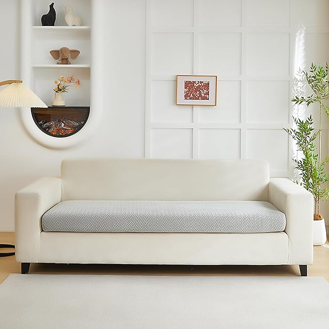 Couch Cushion Covers for Sofa Couch Covers Wear-Resistant Universal Sofa Cover Washable Stretch for Sectional Slipcovers (Texture-Light Gray,Large Triple Seat Cover)