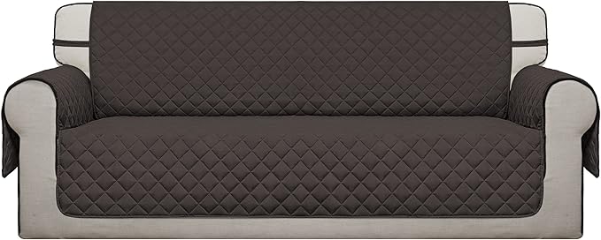 Easy-Going Reversible Oversized Couch Cover for 3 Cushion Couch Sofa Cover for Dogs Water Resistant Furniture Protector Cover with Foam Sticks for Pet (Oversized Sofa, Chocolate/Chocolate)