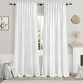 Nanspring White Linen Curtains 84 Inch Length 2 Panels Set for Living Room Back Tab Light Filtering Semi Sheer Curtain for Bedroom Farmhouse Drapes, 60x84 Inch, 2 Panels