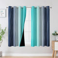 Estelar Textiler Navy Blue and Teal Blackout Curtains 54 Inch Length, Full Light Blocking Gradient Grommet Drapes for Living Room, Thermal Insulated Ombre Curtains for Bathroom,52Wx54L,2 Panels