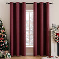 MIULEE 90" Long Blackout Curtains for Christmas, Room Darkening Thermal Insulated Drapes Solid Window Treatment Set Grommet Top Light Blocking Curtain for Living Room/Bedroom 2 Panels Wine Red