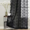 YJ YANJUN Vintage Lace Curtains 72 inch Length Goth Black Floral Sheer Sidelight Curtains for Front Door Coffin/Dark/Halloween/Spooky/Skull/Moody/Witch/Creepy Room Decor 52" W x 72" L