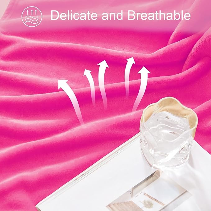 Exclusivo Mezcla Fleece Blanket Twin Size for Bed, Super Soft and Warm, All Season, Cozy, Plush, Lightweight, 90x66 Inches, Hot Pink