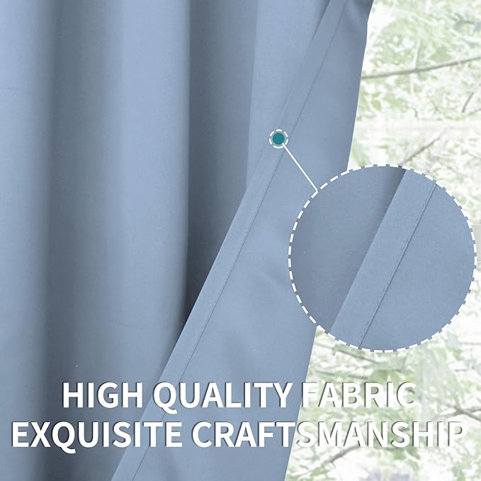 BGment Blackout Curtains for Bedroom - Grommet Thermal Insulated Room Darkening Curtains for Living Room, Set of 2 Panels (38 x 45 Inch, Spa Blue)