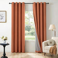 100% Blackout Shield Linen Blackout Curtains for Bedroom, Orange Grommet Curtains for Living Room, Thermal Insulated Room Darkening Drapes for Nursery, Boho Home Decor, 50" W x 96" L, 2 Panels