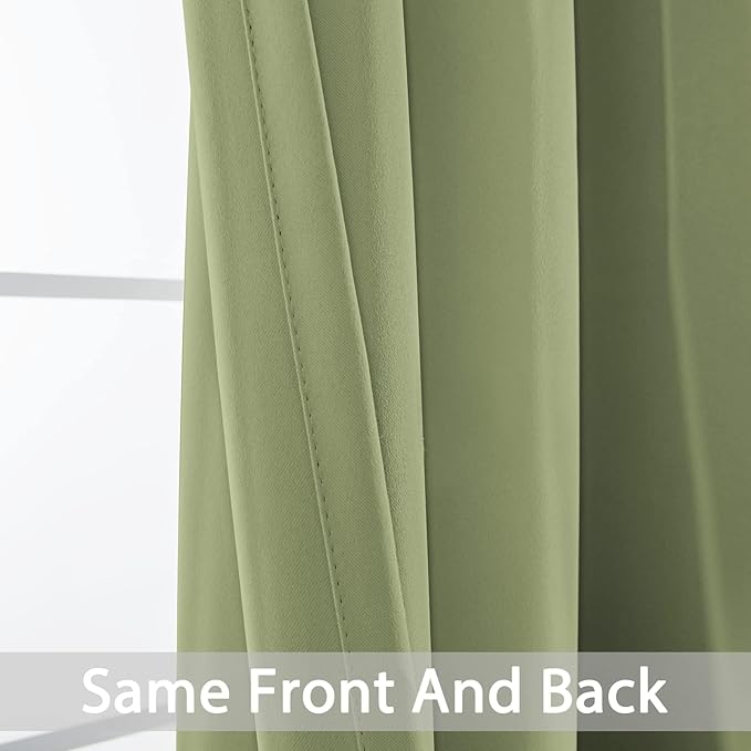 Yakamok Room Darkening Thermal Insulated with Grommet Window Curtain for Bedroom, 38Wx36L inch, Light Reducing Drapes for Living Room,Sage Green, 2 Panels
