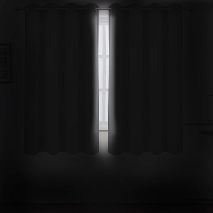 LEMOMO Grey Bedroom Blackout Curtains/52 x 63 Inch Long/Set of 2 Curtain Panels/Thermal Insulated Room Darkening Curtains for Bedroom
