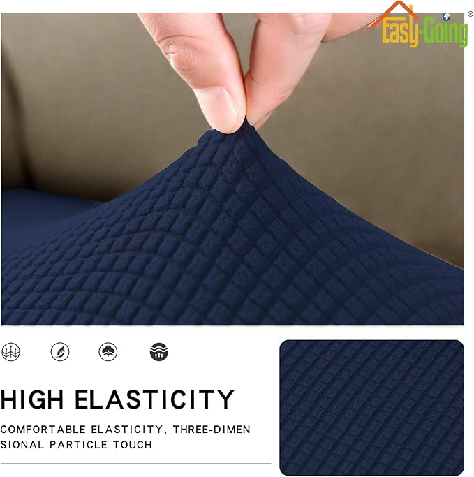 Easy-Going Stretch Loveseat Cushion Cover Sofa Cushion Furniture Protector Sofa Seat Sofa Slipcover Sofa Cover Soft Flexibility with Elastic Bottom(Loveseat Cushion, Navy)