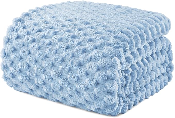 Exclusivo Mezcla Fleece King Blanket for Bed, Extra Large Fuzzy Stone Blue Bed Blankets, Soft Cozy Plush Sofa Throws for All Seasons, 90x104 Inches