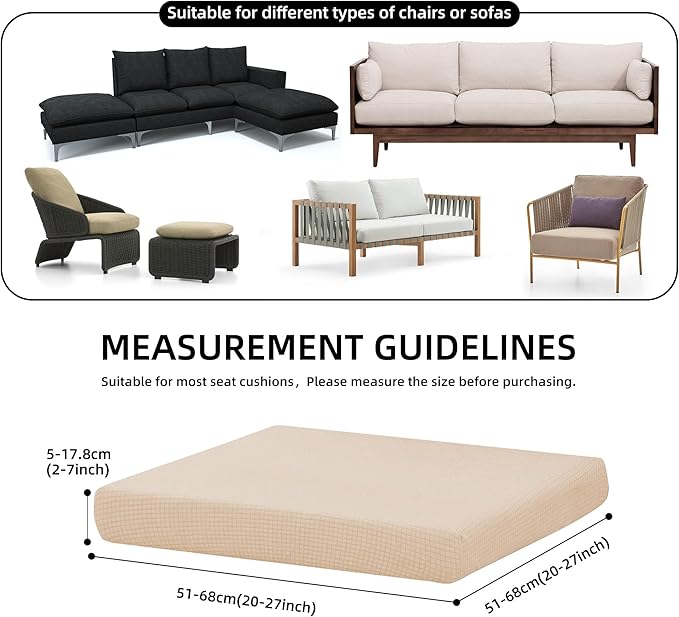 Outdoor Cushion Covers Set,8PCS Patio Furniture Couch Seat Slipcovers, Replacement for Sofa Sectional Chair(Cover，Only)