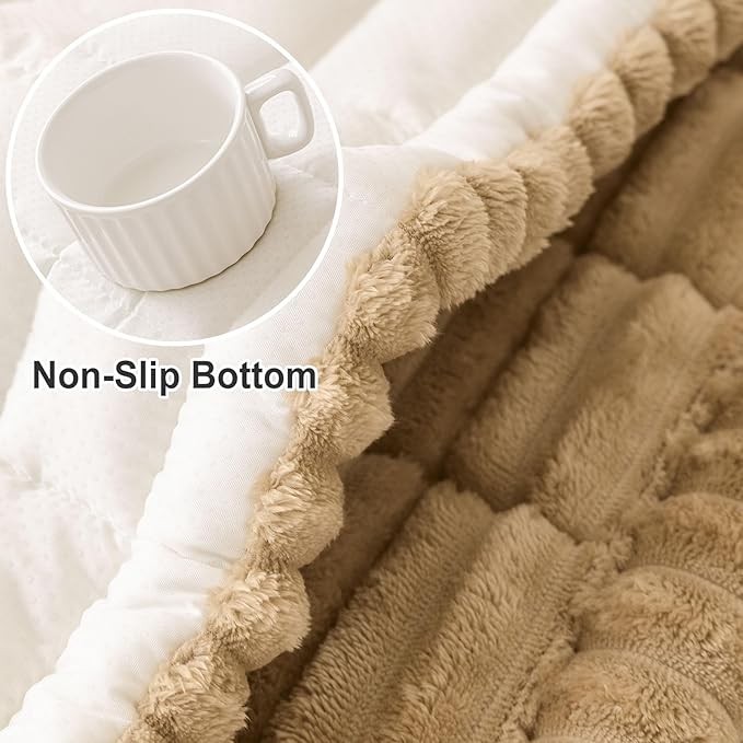hyha Couch Covers for Dogs Washable, Non Slip Plush Dog Sofa Protectors, Fuzzy Pet Couch Covers for 3 Cushion Sofa Pet Friendly (Camel, 27.6" x 82.7")