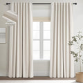 Topfinel Off-white Blackout Cream White Curtains, Sound Proof, Ivory Linen, Tab Top, UV Blocking, Cute Farmhouse for Small Window Bedroom Nursery, 52" X 63"