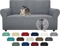 ZNSAYOTX Super Stretch Couch Cover Love Seat Sofa Covers for Living Room Dogs Pet Friendly Furniture Protector Spandex Loveseat Slipcovers with Anti Slip Foam Sticks (Light Grey, Loveseat)