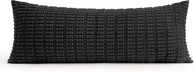 MIULEE Pack of 1 Black Long Body Lumbar Decorative Throw Pillow Cover 14x36 Inch for Halloween Bed Couch Sofa Living Room Soft Boho Pillow Cover Modern Farmhouse Home Decor