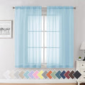 Aiyufeng 2 Pack: Basic Sky Blue Sheer Curtain Drapes 63 Inch Length 2 Panels for Living Room, Light Filtering Voile Drapes for Bedroom, Patio, Sliding Door, Each 40" W x 63" L