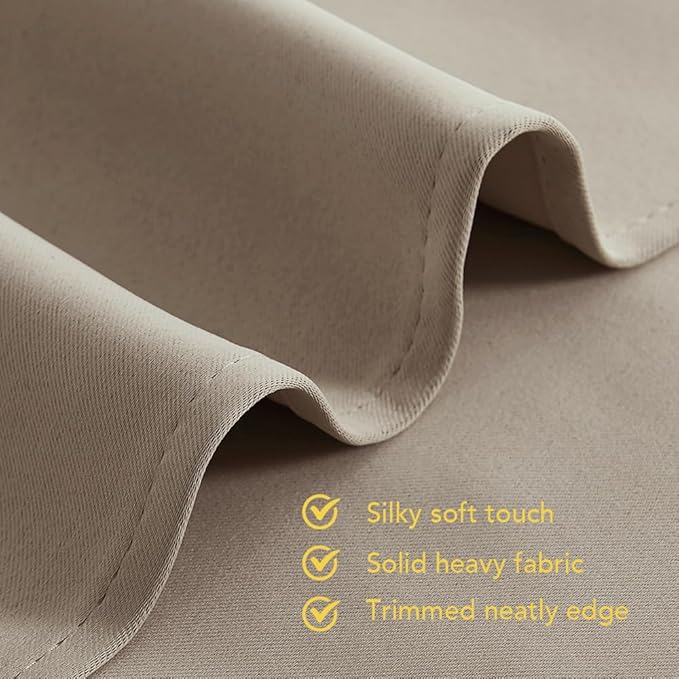 NICETOWN Kitchen Blackout Short Curtain Panels for Bedroom, Taupe, 2 Panels, W42 x L45 -Inch, Thermal Insulated Grommet Top Blackout Draperies and Drapes