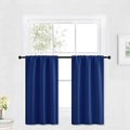 RYB HOME Blackout Cafe Curtains 30 inch Length, Short Light UV Heat Blocking Energy Saving Privacy Curtain Tiers for Basement Bathroom Kitchen Window, Width 29 by Length 30, Marine Blue, 2 Panels