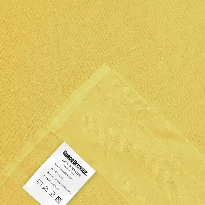 SpaceDresser Yellow Sheer Curtains 4 Panels Rod Pocket Semi-Sheer Curtain 72 Inches Long Light Filtering Voile Window Drapes for Bedroom Living Room Kitchen, Each 52W x 72L
