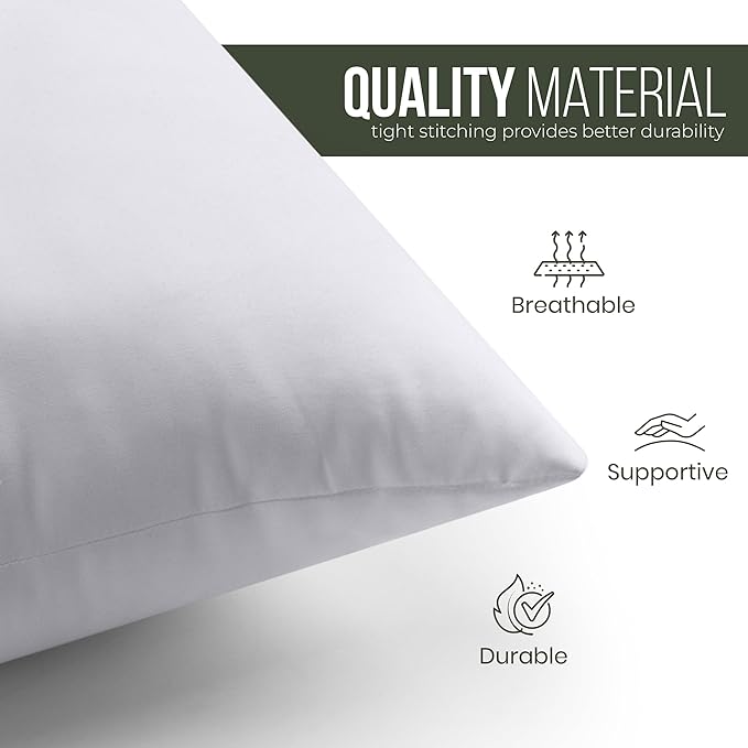 Utopia Bedding Throw Pillows (Set of 1, White) – 17 x 17 Inches Down Alternative Pillows for Bed, Sofa, and Couch - Fluffy Decorative Stuffer Pillow for Indoors & Outdoors