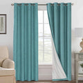 H.VERSAILTEX Linen Blackout Curtains 96 Inches Long 100% Absolutely Blackout Thermal Insulated Textured Linen Look Curtain Draperies Anti-Rust Grommet, Energy Saving with White Liner, 2 Panels, Teal