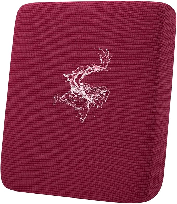 hyha Waterproof Couch Cushion Covers for Pets, Non Slip Sofa Seat Cover for Dogs Washable, Soft Thick Stretch Jacquard Fabric, Sofa Slipcovers with Elastic Bottom (1 Piece for Backrest L, Wine Red)