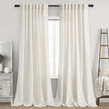 Cream Linen Curtains Back Tab Sheer Curtain 97 Inches Long for Living Room 2 Panels Rod Pocket Neutral Semi Sheer Light Filtering Curtains Drapes Cream Farmhouse Dining Room Curtain 52x97