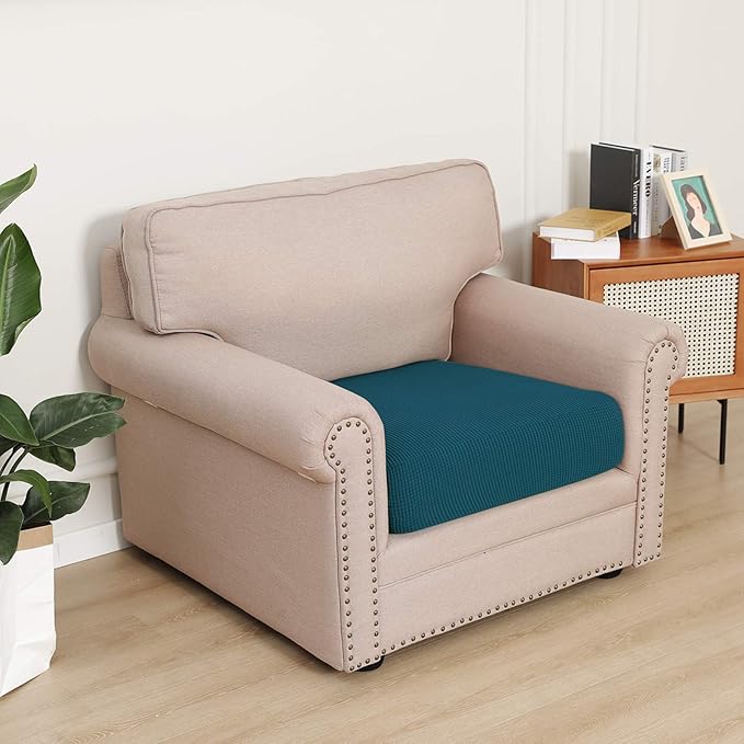 Easy-Going Stretch Cushion Cover Sofa Cushion Furniture Protector Sofa Seat Sofa slipcover Sofa Cover Soft Flexibility with Elastic (Chiar Cushion,Peacock Blue)