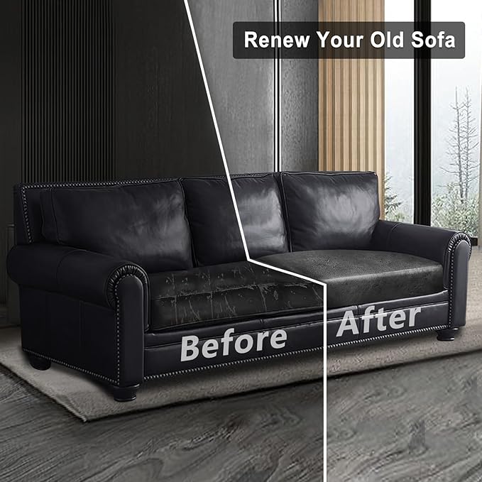 Leather Look Couch Cushion Covers Sofa Seat Slipcovers Sets Couches Furniture Protector for Sectional Armchair Loveseat Pets Kids Stretch Spandex Fabric (1 Cushion Loveseat, Dark Grey)